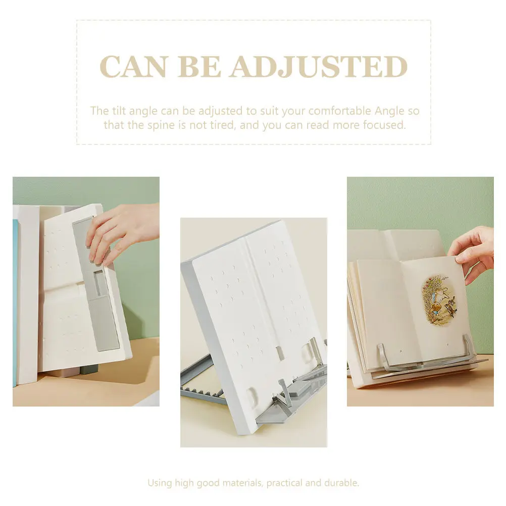 조절 가능한 접이식 독서대 (책, 노트북, 휴대폰, 레시피, 악보용) 흰색 다각도 데스크탑 북 홀더 가정용