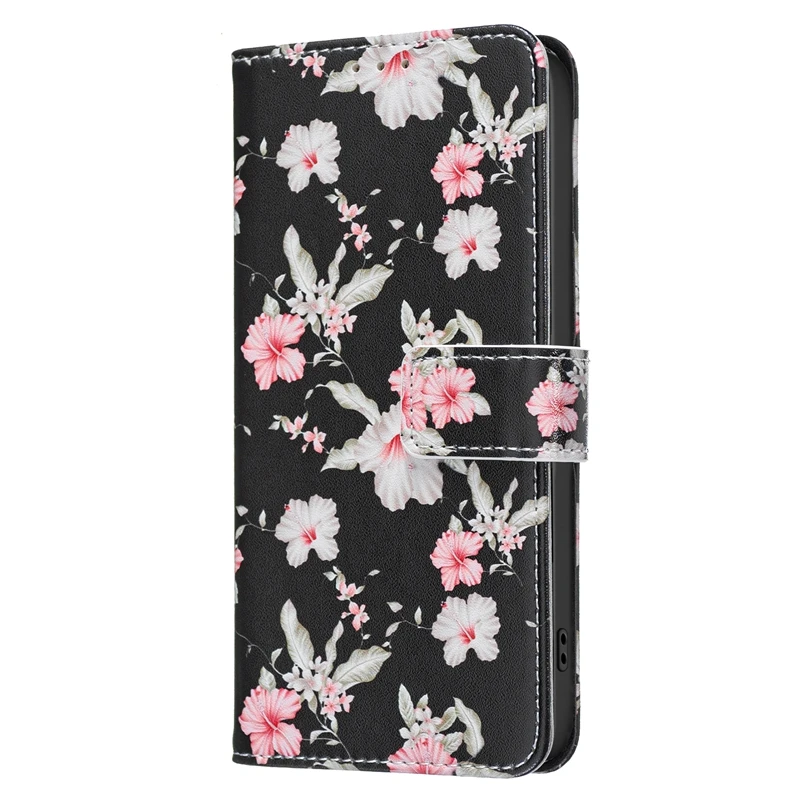 Elegant Leather Flip Wallet Case with Card Holder and Artistic Design
