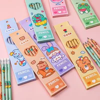 6Pcs/box Kawaii HB Pencil with Eraser Wooden Pencil for Children Drawing Writing Student School Office Supplies Stationery 2