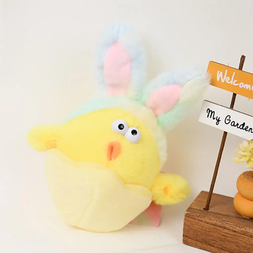 Cute Chick Doll Fuzzy Soft Mini Plush Chicken Doll Diy Keychain Pendant Backpack Ornament Easter Gift Rabbit Ear Chick Stuffed