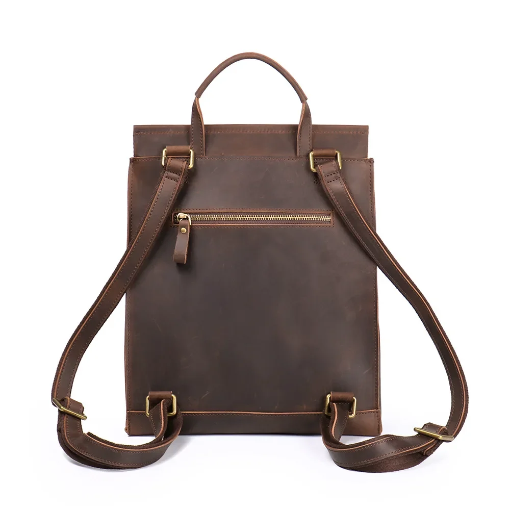 Vintage Leather Travel Backpack Crazy Horse Skin Multi-functional Shoulder Bag Men's Handheld Travel Bag