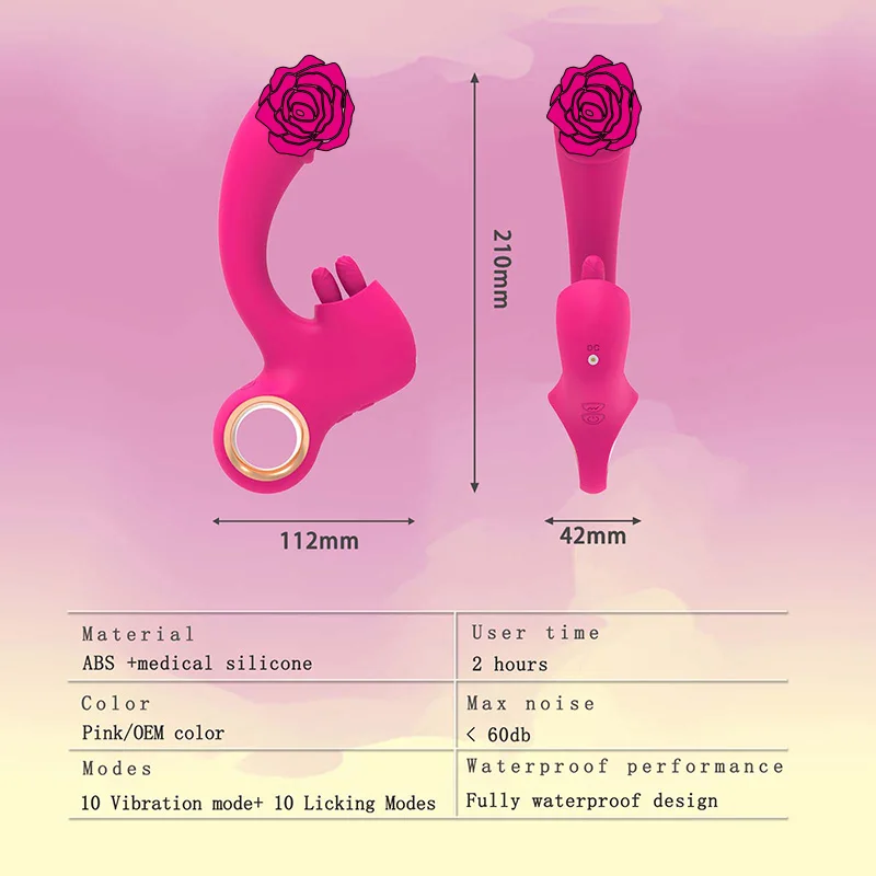 Female clitoral G-spot vibrator with multiple licking and vibration modes couple's stimulating sex toy