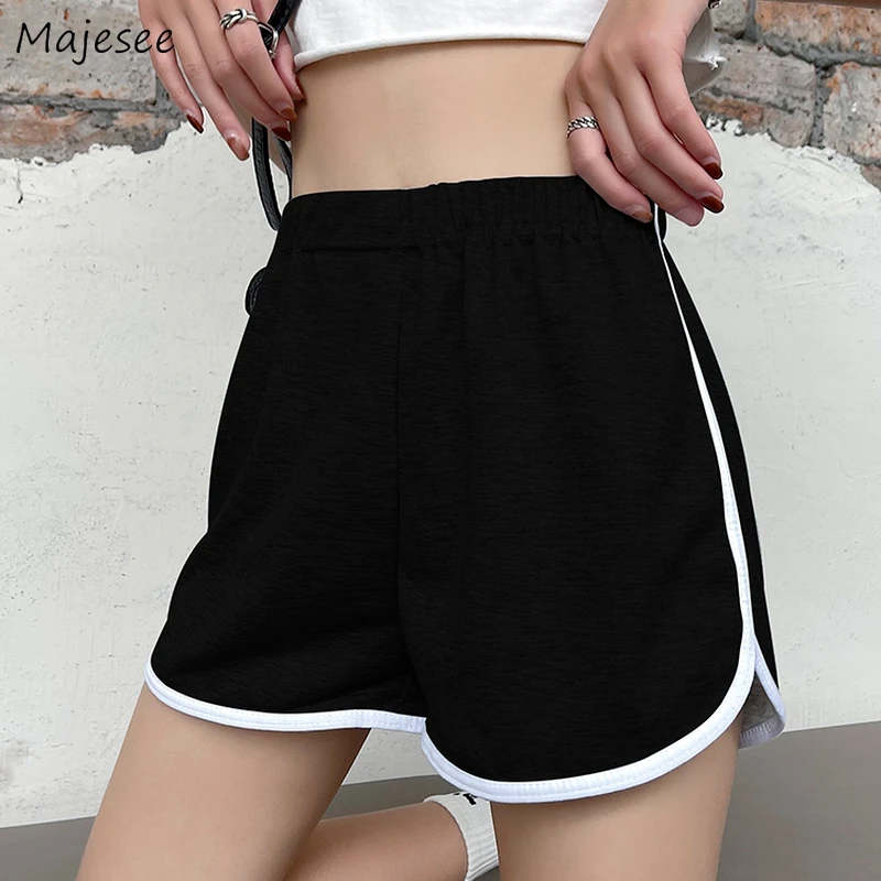 Pantalones cortos moda para mujer, pantalón corto negro, informal, de motorista, Sexy, cintura elástica, pierna ancha, estilo coreano que combina cortos| - AliExpress