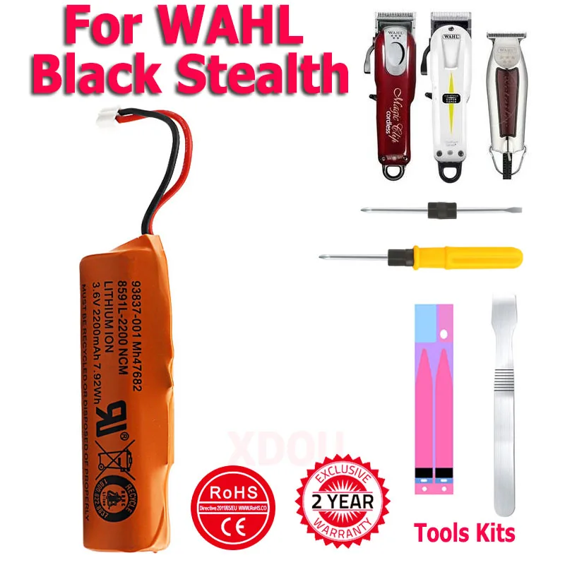 Xdou Elétrica Clipper 2200mah Bateria para Wahl Preto Stealth Beretto Chrome Clipe Mágico Sênior sem Fio Esterlina 8591l 8504l