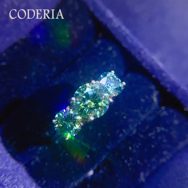 Green Moissanite 4 Carat Sterling Silver Ring