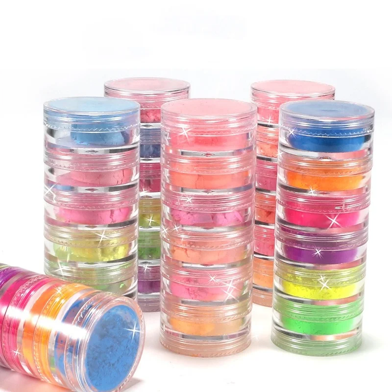 6 Color/Set Neon Pigment for Nails Fluorescence Glitter Dust Neon Pearl Powder For Nail Art Decoration Dipping Powder DIY Design nail powder nail glitter nail pigment nail decoration nail decorations nail powder set fluorescent pigment