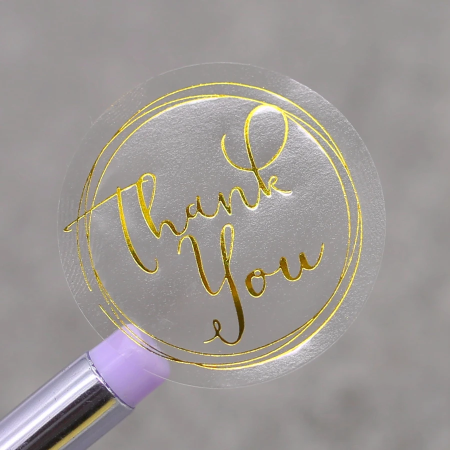 

Clear Gold Foil Thank You Stickers For Wedding Pretty Gift Cards Envelope Sealing Label Stickers