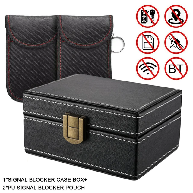 Protection Car Key Faraday Bag Car Key Signal Shielding Box Rfid Anti-theft  Leather Box With Hook