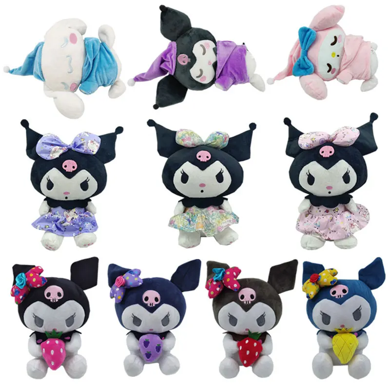 25-28cm Cartoon Sanrio Stuffed Plush Toys Soft Lovely Anime Kuromi My Melody Doll for Girls Baby Room Cute Decor Birthday Gifts