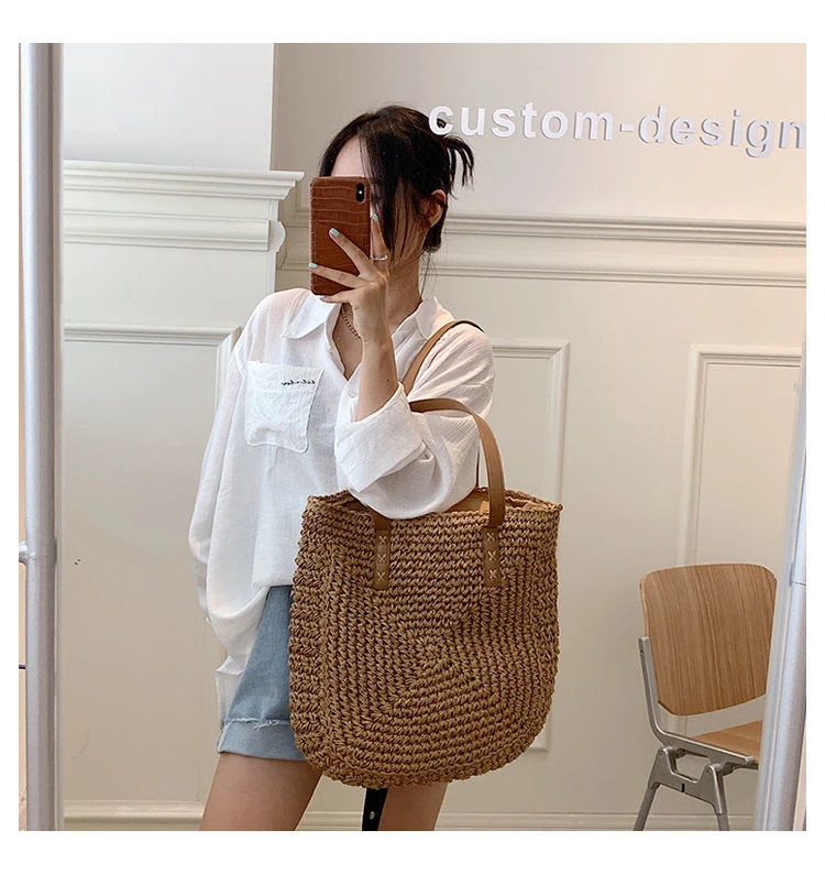 Summer Woven Women's Bag Large Capacity Straw Woman Shopper Beach Handmade Design Handbags For Women Fashion Female Shoulder Bag