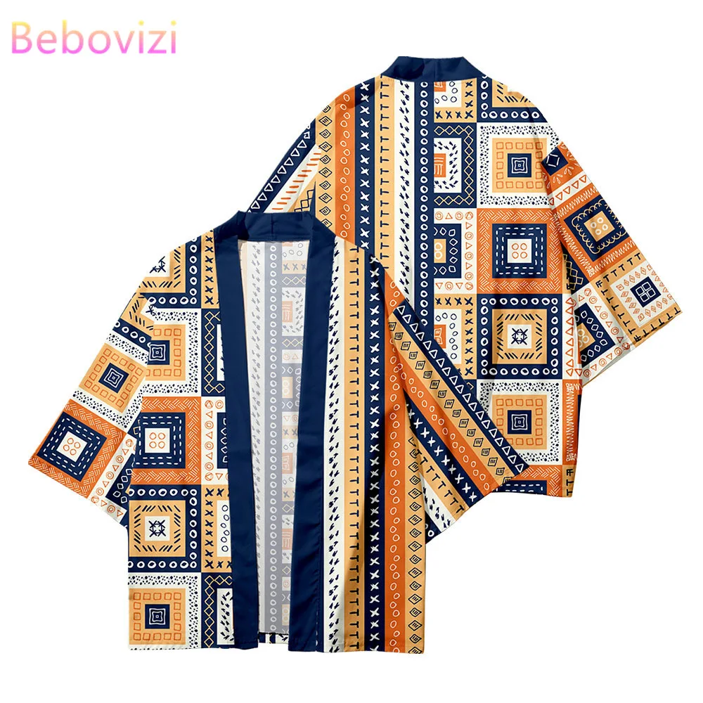 

2021 Plus Size XXS-6XL Geometry Japanese Streetwear Cardigan Women Men Harajuku Haori Samurai Cosplay Kimono Top Yukata Clothes