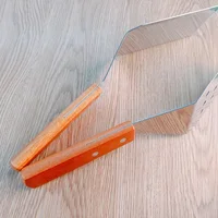 Spatule de cuisine en acier inoxydable, avec manche en bois, pelle à crêpes, Pot, spatule à frire, pelle à poisson, ustensiles de cuisine 3