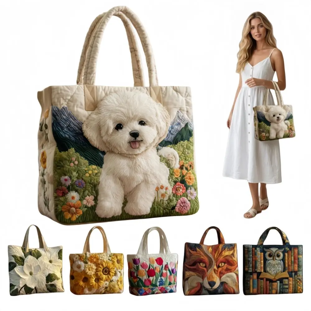 Borsa Tote da Donna alla Moda, Leggera in Oxford, Borsa da Viaggio Grande Capacità con Motivi Realistici, Borsa a Spalla per Ragazze e Signore - immagine 2
