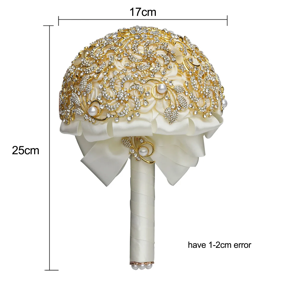 Wedding Golden Rhinestone High Quality Hand Bouquet Water Diamond Bride Holding Flowers Wedding Bridal bouquet Ribbon De Noiva