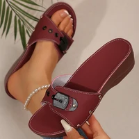 Sandales de luxe pour femmes à talons, chaussures d'été, sandales compensées souples, Sandalias Mujer 2026, sandales et mules d'été 1