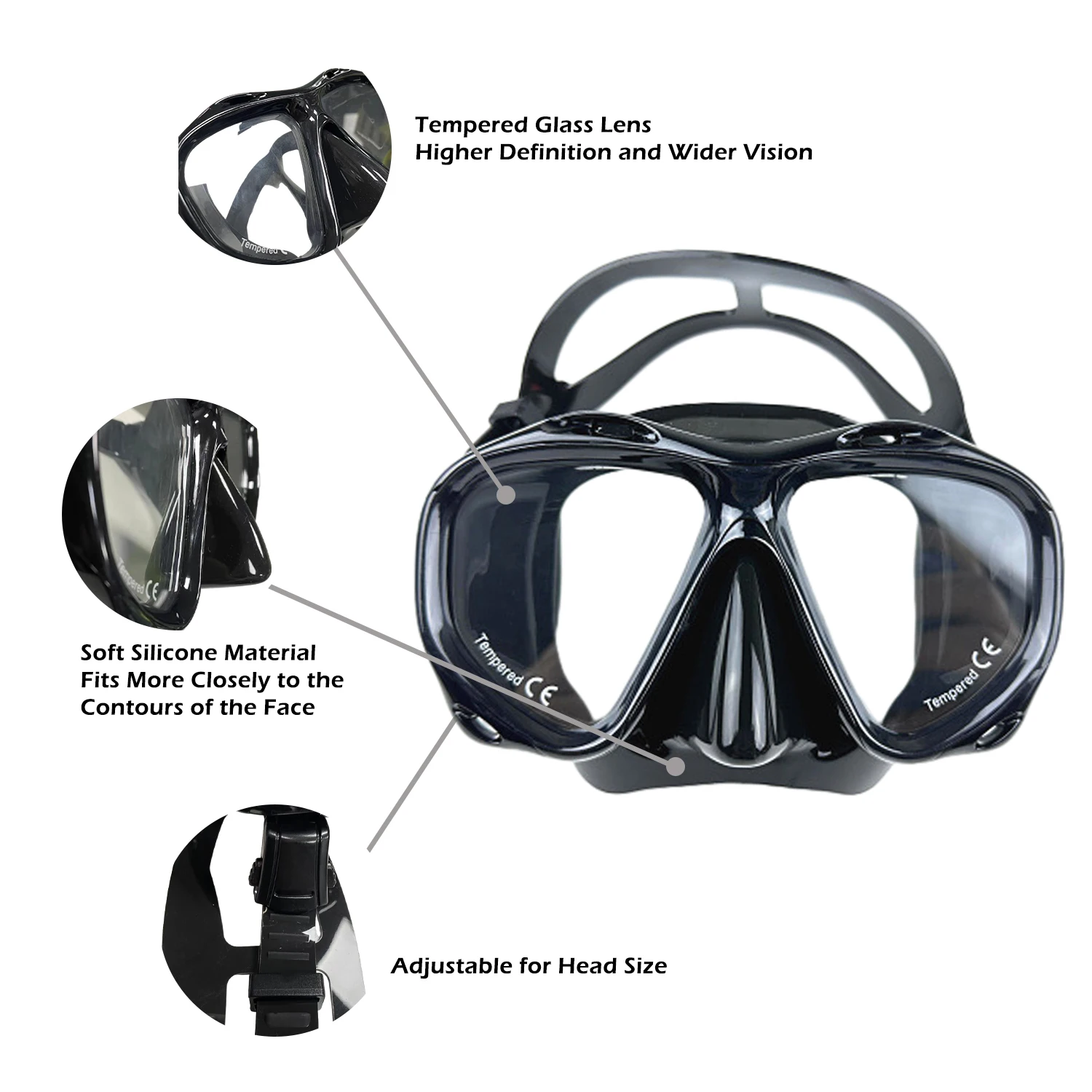 Premium Adult Swimming Goggles - Crystal Clear Tempered Glass Lenses, Waterproof & Anti-Fog, For Comfortable All-Day Swimming 5