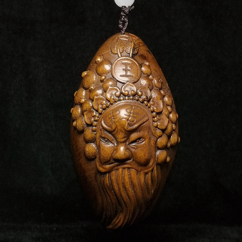 

YIZHU CULTUER ART 3" Chinese boxwood hand carved Old Beijing Facial makeup person statue netsuke Gift decorated collection