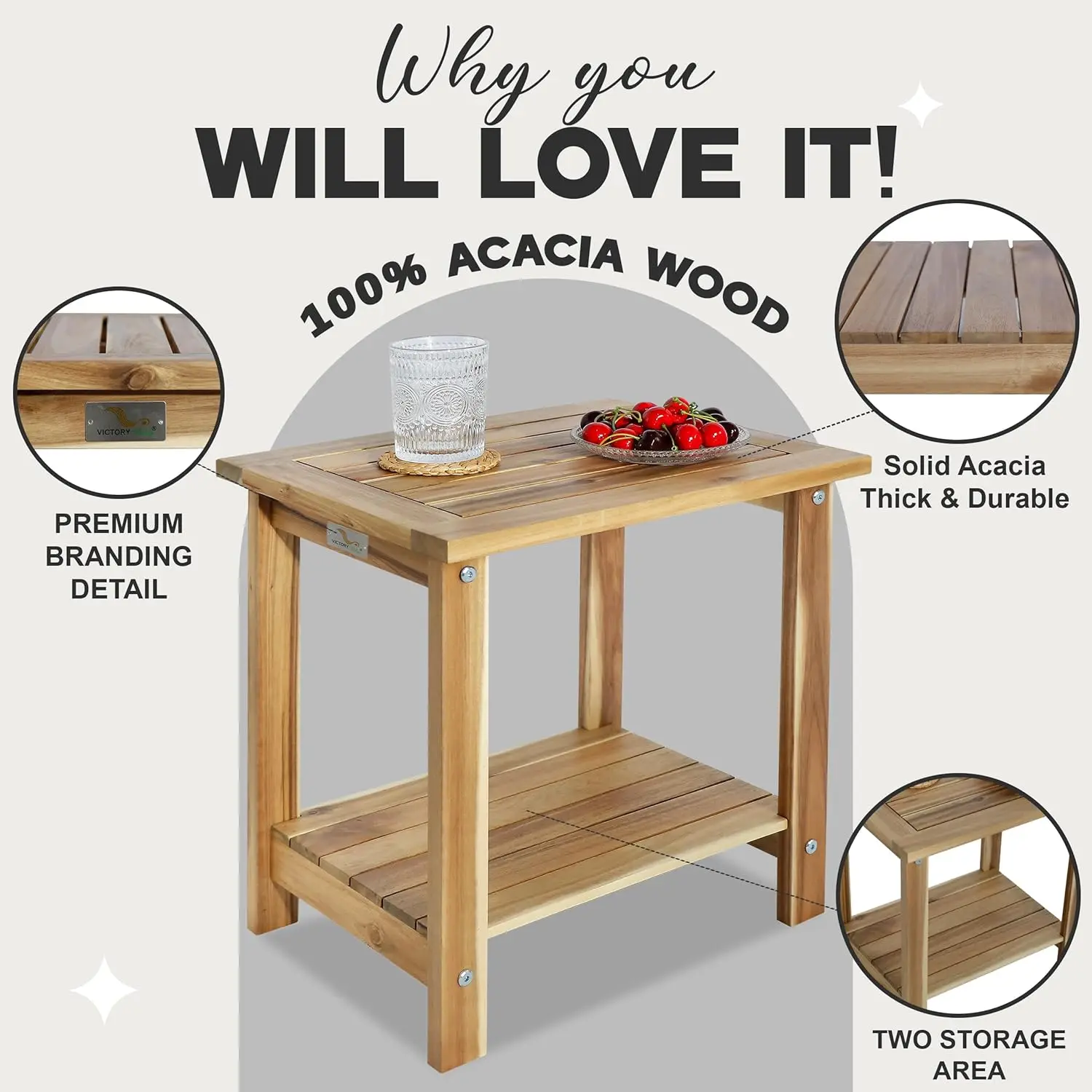Double Side Table, Weather-Resistant Rectangular End Table for Patio, Lawn Ideal as a Stylish Indoor and Outdoor Table Companion 4