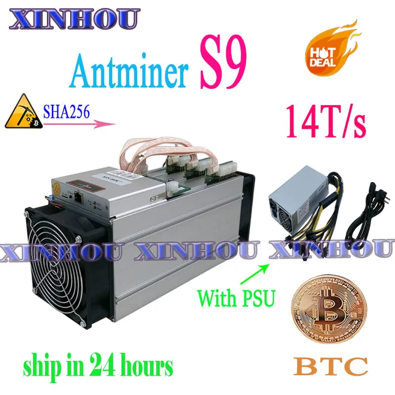 Usato Btc Bch Miner Antminer S9 14 T/S Asic Sha256 Con Psu Bitcoin Miner Meglio Di Antminer S9 13.5T T9 Z11 B7 Z9 Whatsminer M3