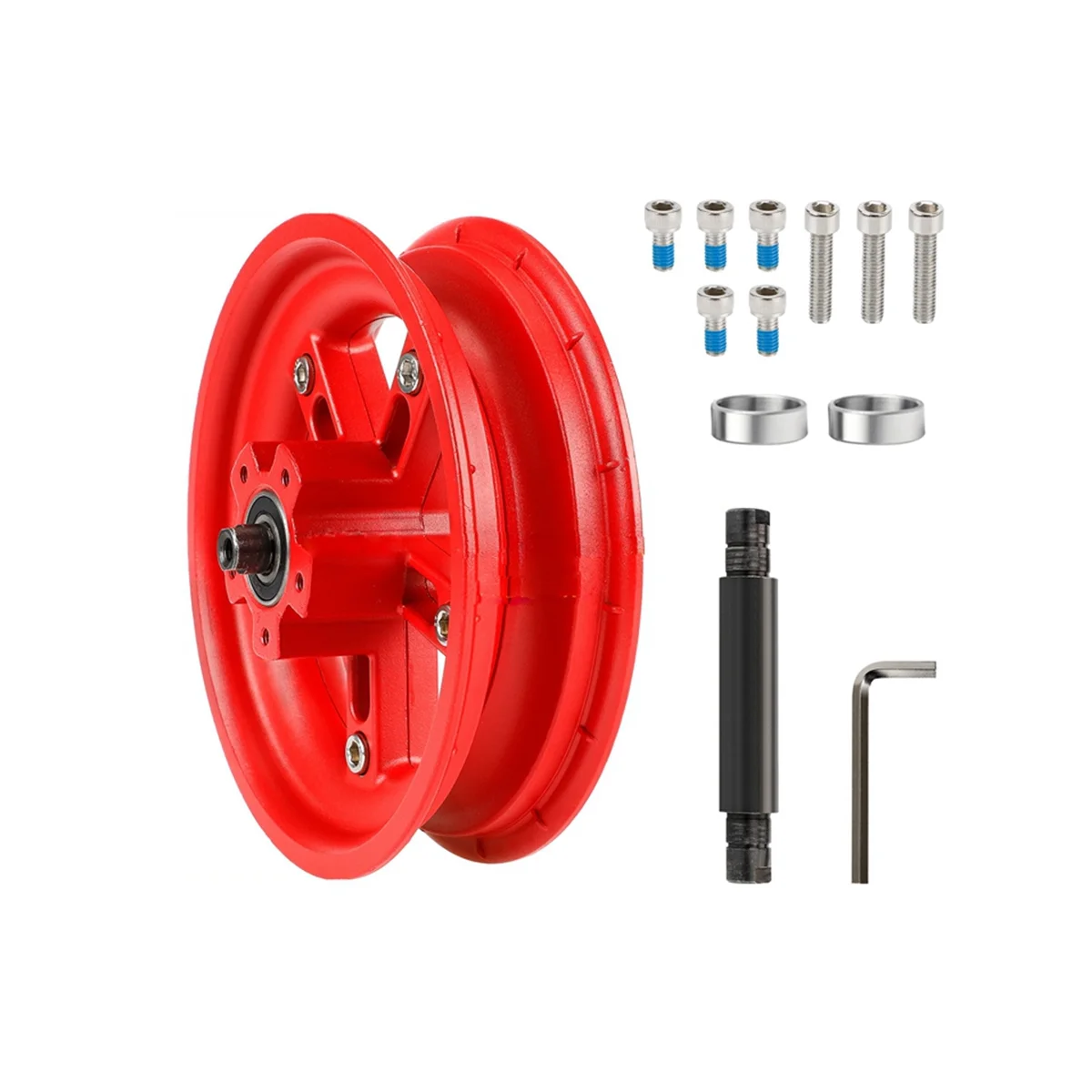 

For Pro/Pro2 8.5Inch Electric Scooter Split Wheel Hub Aluminum Alloy Rear Wheel Rims Solid Tire Scooter,Red