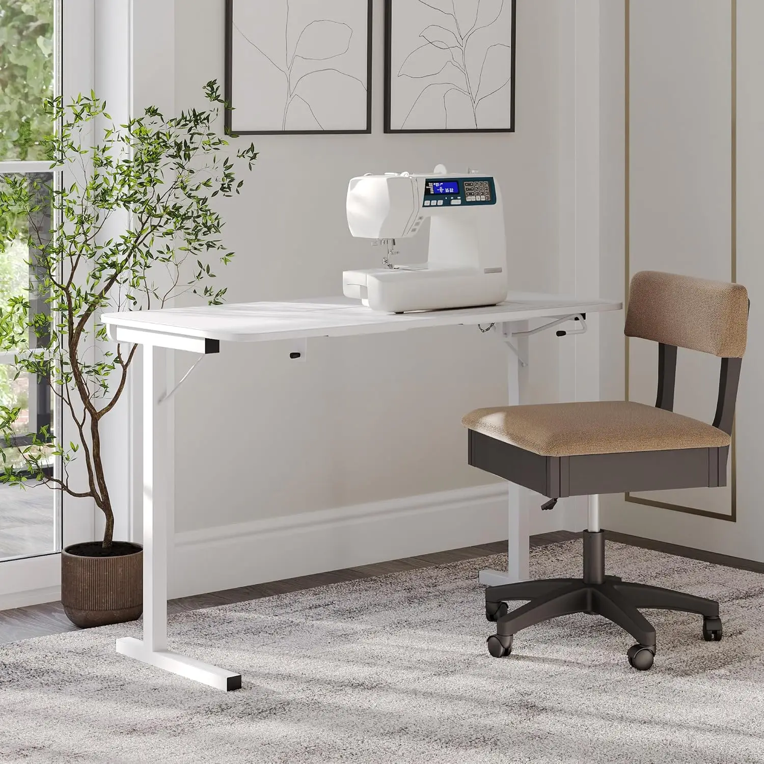 601 Gidget I Sew-Much-More Folding Sewing, Cutting, Quilting, and Craft Table, Portable with Lift, White