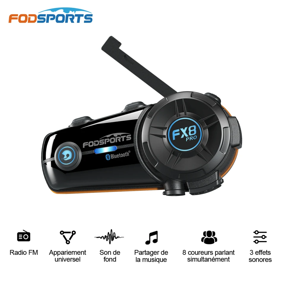 FX8 intercom bluetooth duo pour casque intégral de moto main libre