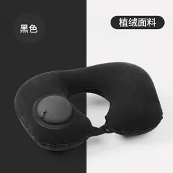 Compact Inflatable U - Shaped Travel Pillow - Lightweight Neck Cushion for Travel and Office Nap Comfort (Black)