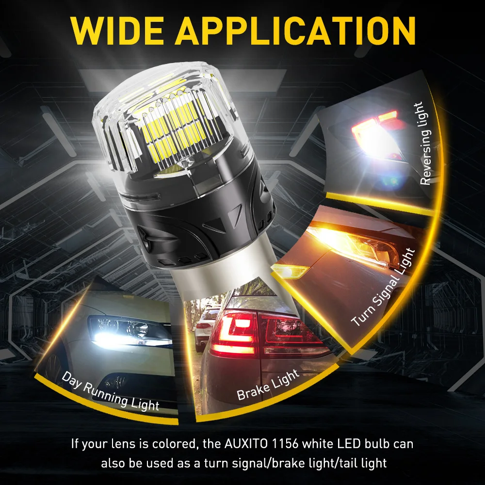 AUXITO BRS ĵ���� 1156 LED ����, ���� �����Ʈ ��� ���� ���� DRL �ְ� �����, �ڵ��� ����, ȭ��Ʈ, BA15S P21W, 2 ��