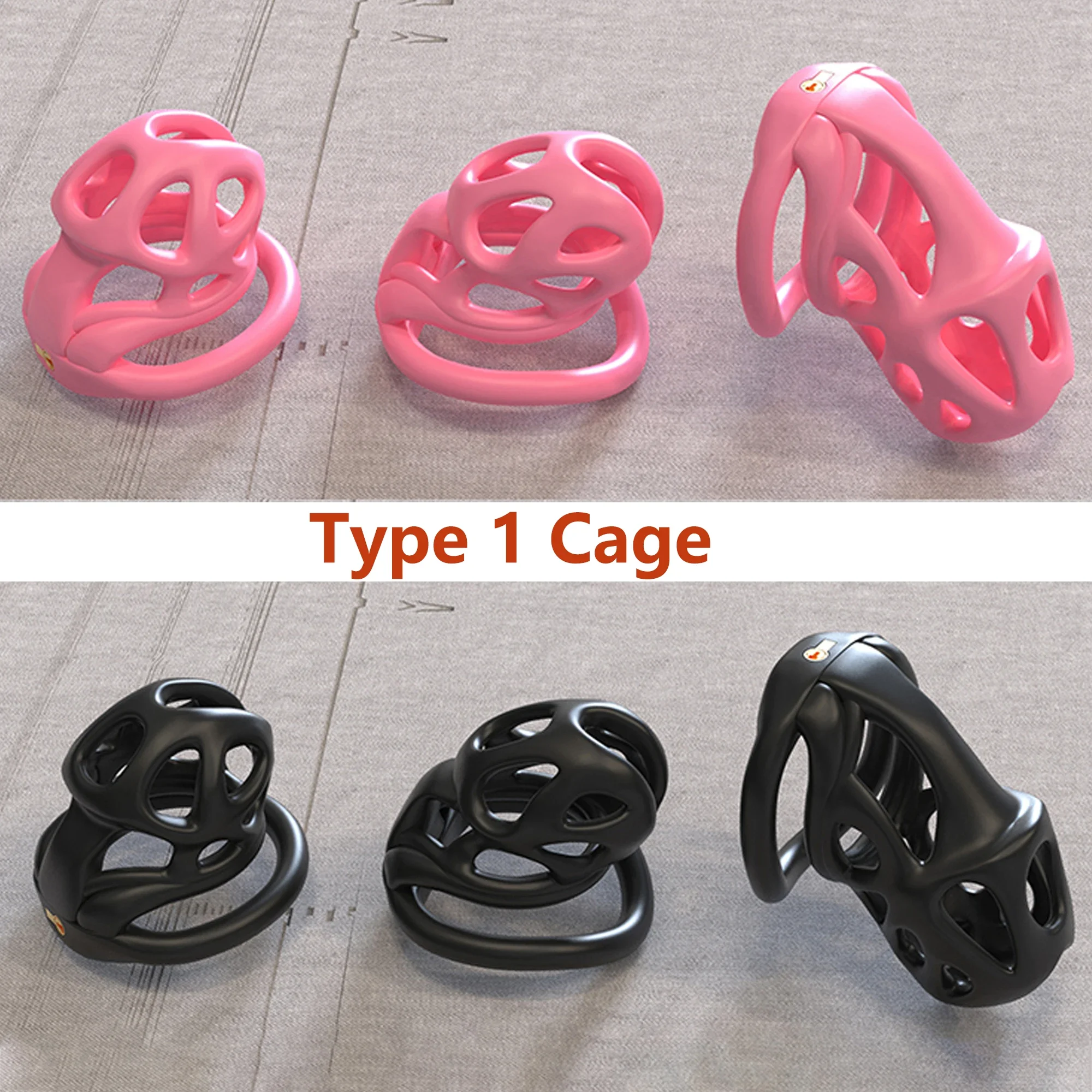 NEW Cobra ES6 Male Chastity Device Breathable Cock Cage Mini Lock with 4 Penis Rings Bondage Fetish Adult Sex Toys for Men