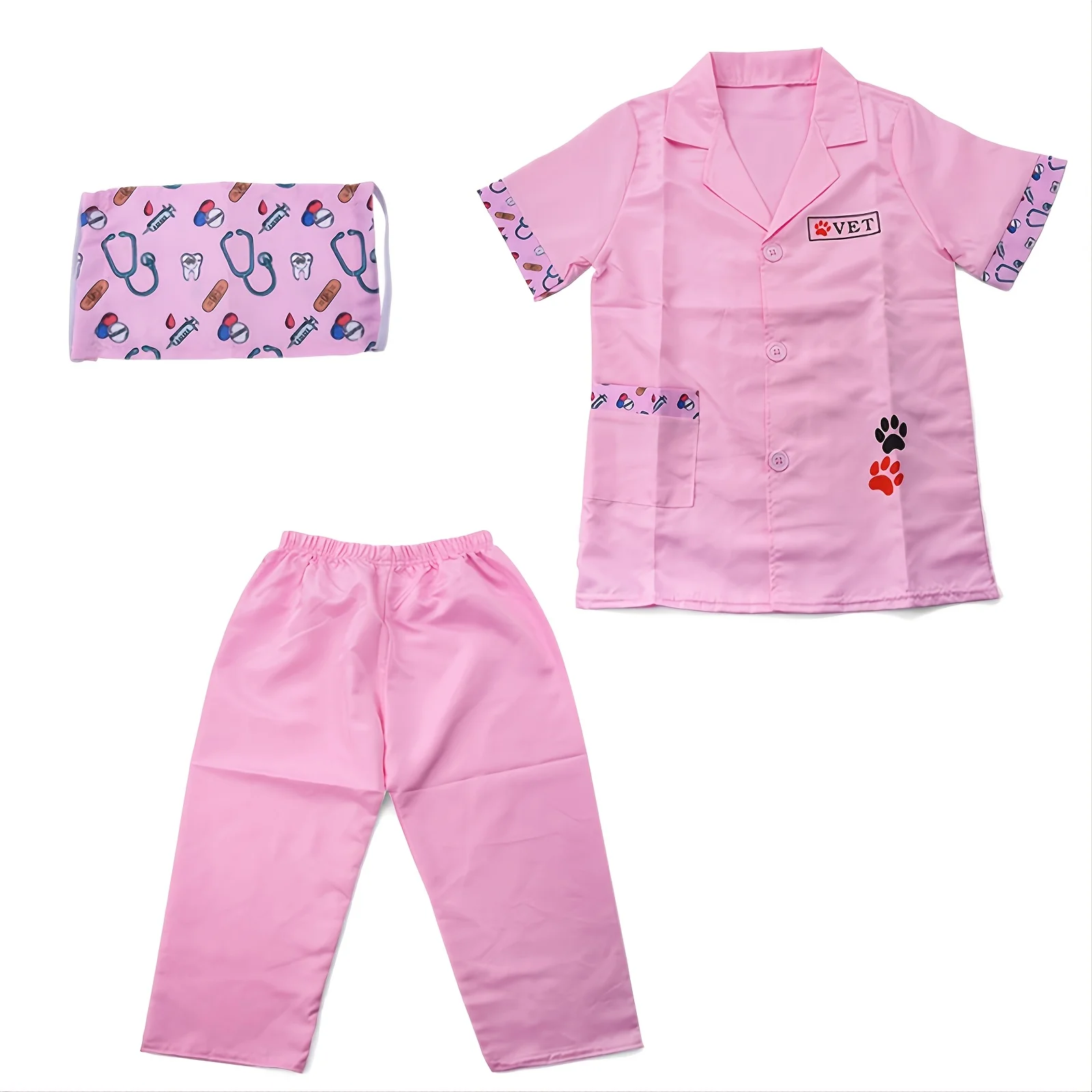 Halloween Costume Doctor Veterinarian Role Play Costume Set Kids Pet Vet Doctor Costume Pretend Play Dress Up 5