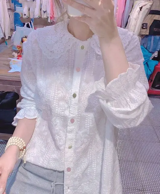 ダブルレイヤーシャツ,エレガントな透かし彫りの衣服,女性用