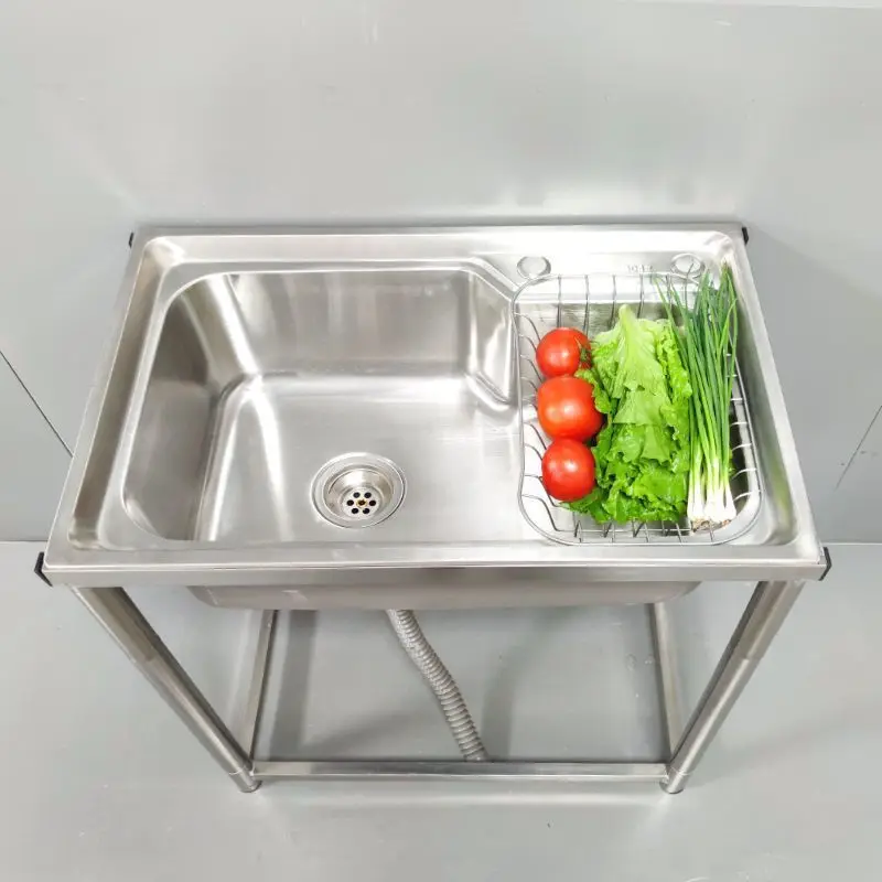 Kitchen Stainless Steel 304 Sink with Bracket Simple Wash Basin Sink Household Washing-up Sink Wash Basin 4