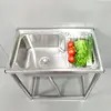 Kitchen Stainless Steel 304 Sink with Bracket Simple Wash Basin Sink Household Washing-up Sink Wash Basin 4