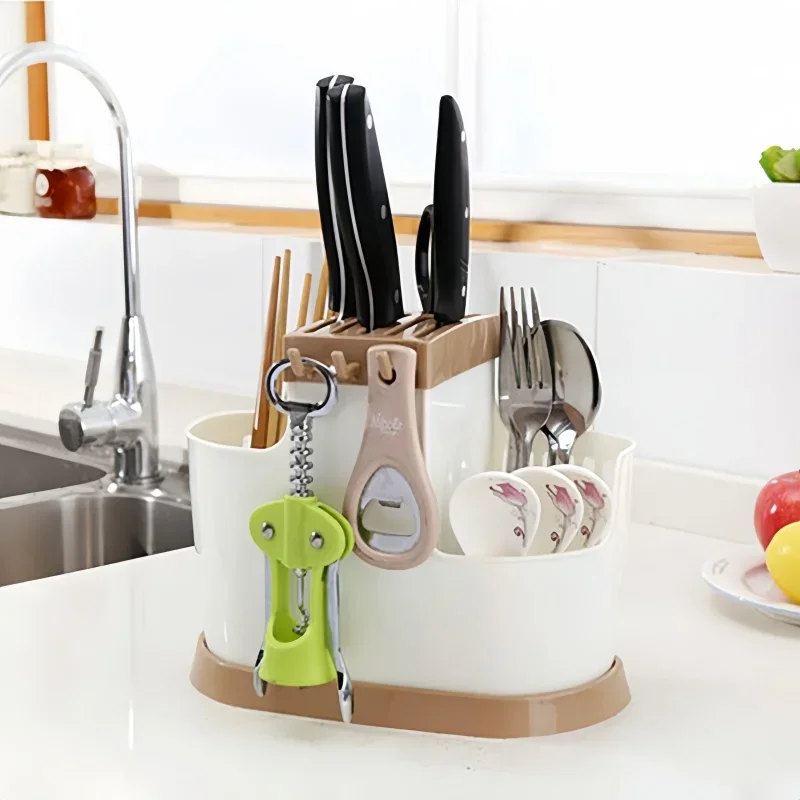 Knife Holder Multi-purpose Tableware Draining Rack Kitchen Cutlery Storage Cylinder Storage Box Storage Rack Shelf For Knives 2