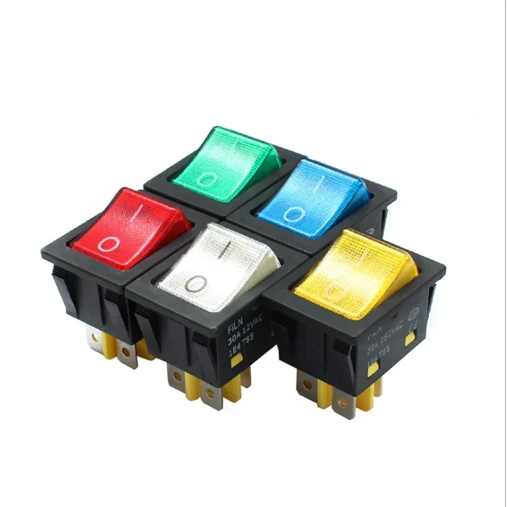 KCD4-201 on off on on 30A/250V 16A/250V wytrzymały 4-pinowy przełącznik kołyskowy t85 ze światłem 12V 24V 110V 220V 380V
