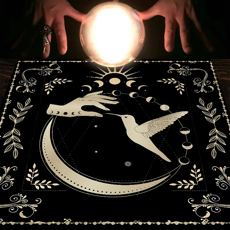 1pc Tarot card tablecloth, moon phase flowers, pagan card game decoration, altar tablecloth, witchcraft decoration tablecloth 5