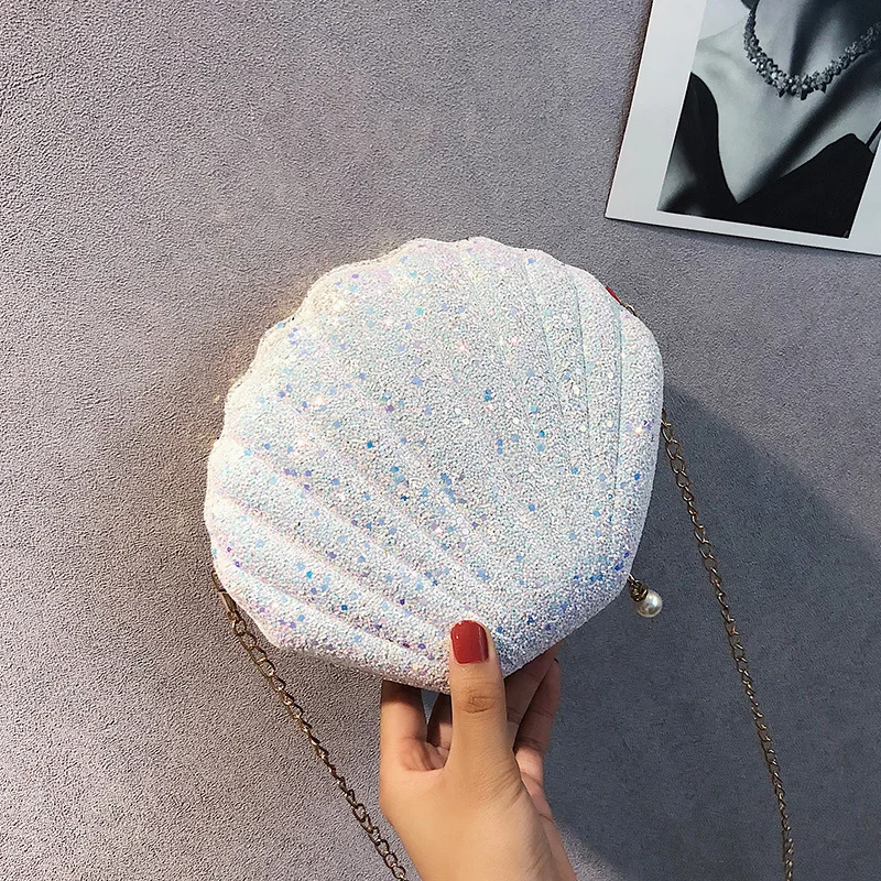 Crossbody Bag Women Handbags Women Shoulder Handbags Shell Bag Chain Cute Sequins Small Bag Phone Money Pouch Zipper Crossbody Bags For Women