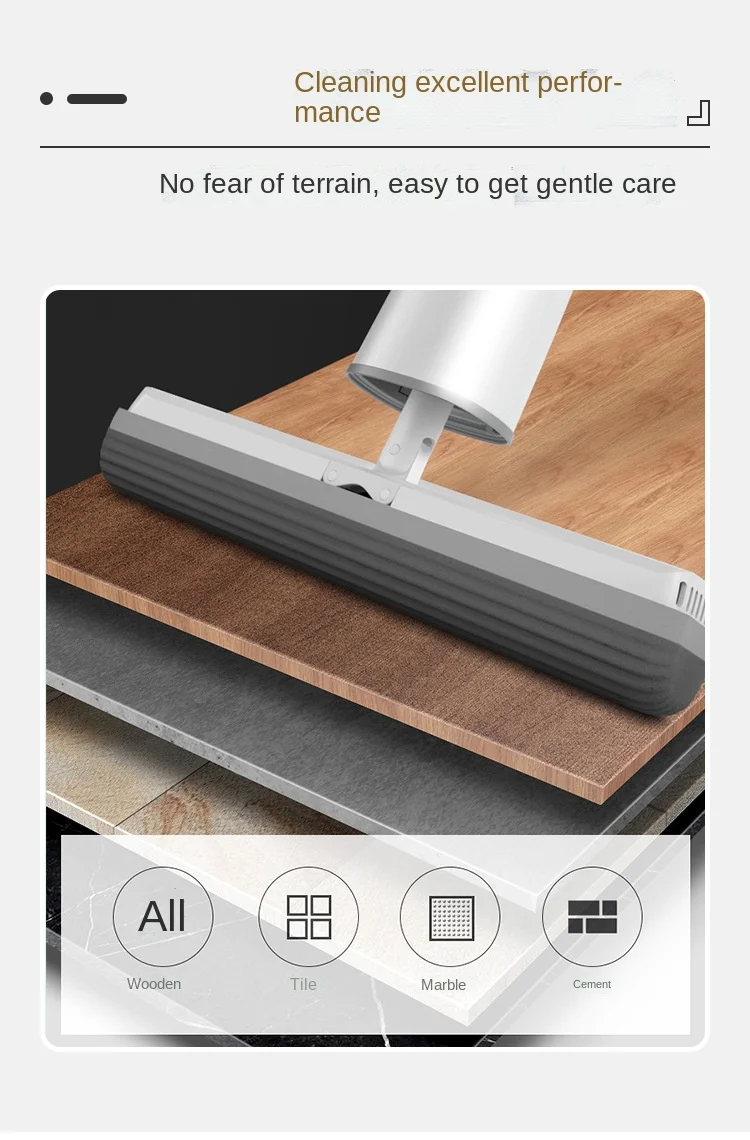 Sponge Mop Hand Wash Free Household Absorbent Rubber Cotton Mop Toilet Folding Squeeze Water With Its Own Cleaning Solution Mop