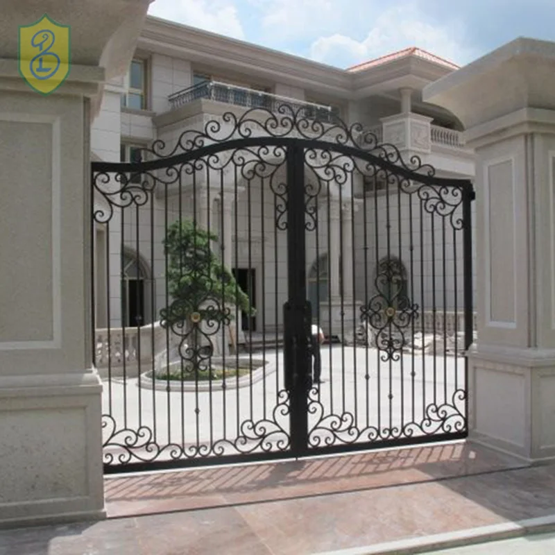 Exterior Metal Sliding Wrought Iron Gate Galvanized Steel Fence Door Iron Gate Design