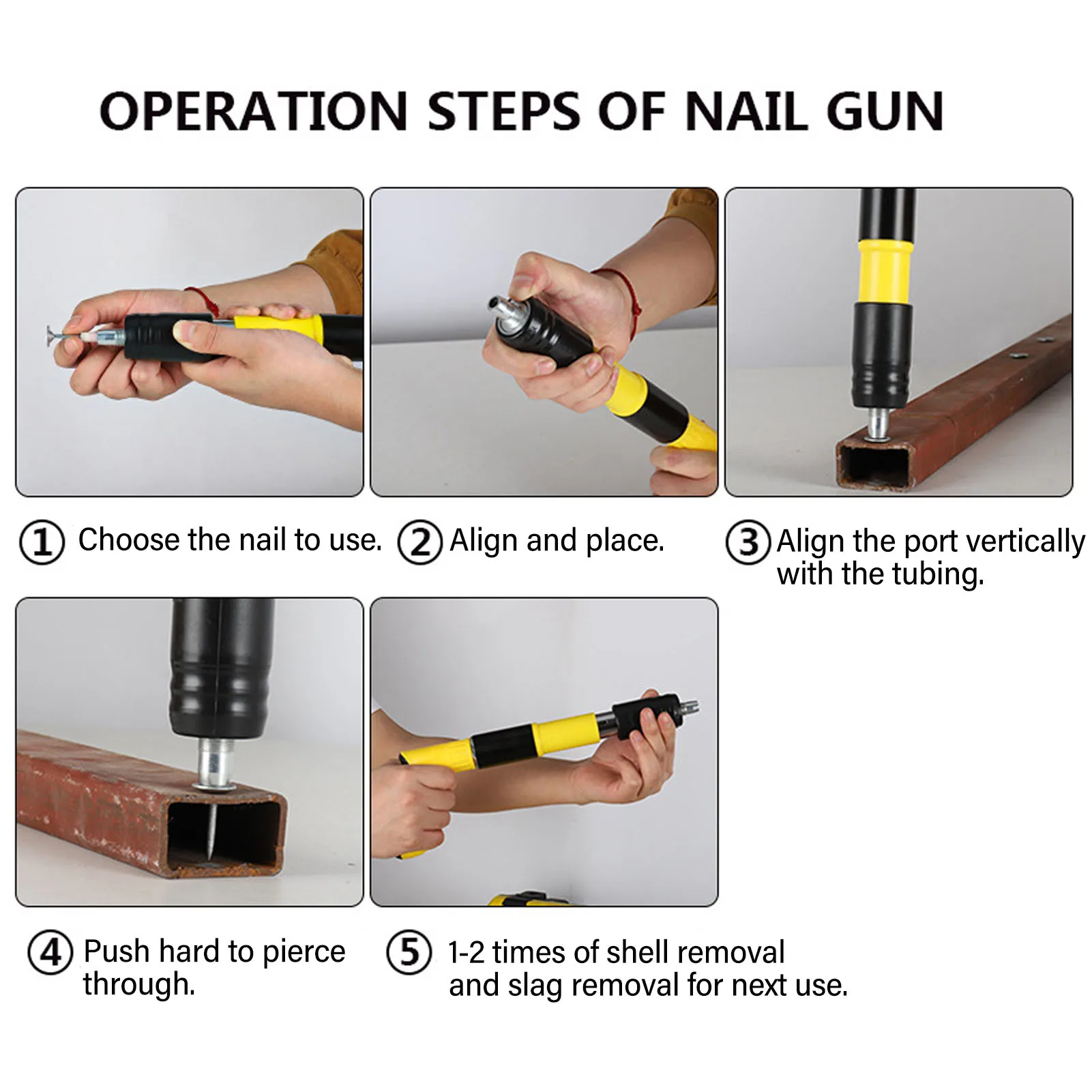 Mini Nail Gun 3 Gear Wall Fastening Tool Anti Slip Ergonomic Manual Nailer Tool for Concrete Ceiling Pipe 6