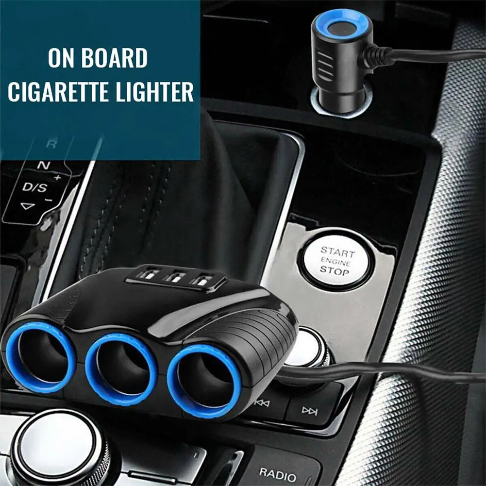 

3 Way 12V 24V Multi Socket Car Cigarette Lighter Socket uto Splitter Parts USB Extension Replacement Charger Adapter V7J3