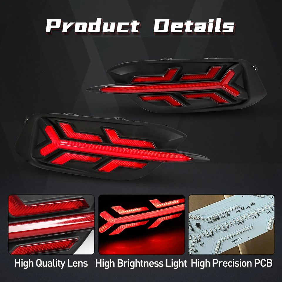 LED Reflector Rear Bumper Lights For 2016-2019 Honda Civic Sedan | Brake/Tail Lights, Plug & Play