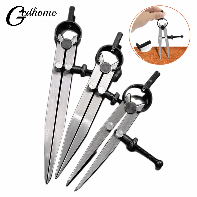 Adjustable Leather Compass Lockable Carbon Steel Divider Wing Creaser DIY Leathercraft Rotating Line Scribing Gauge Caliper Tool leather tools leather craft tool kit leather craft tools leather craft tool