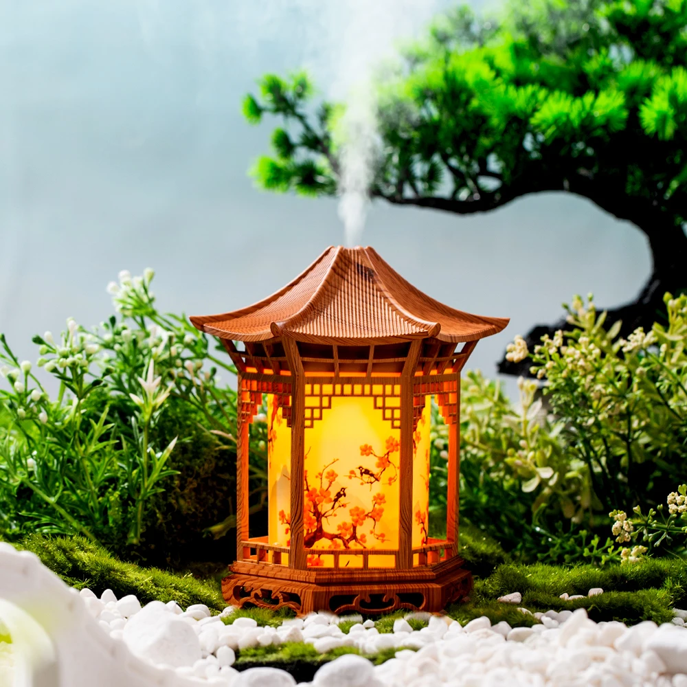 New Small Pavilion Humidifier Night Light Home Chinese Style USB Portable Home Office Water Supplement Car Humidifier 2