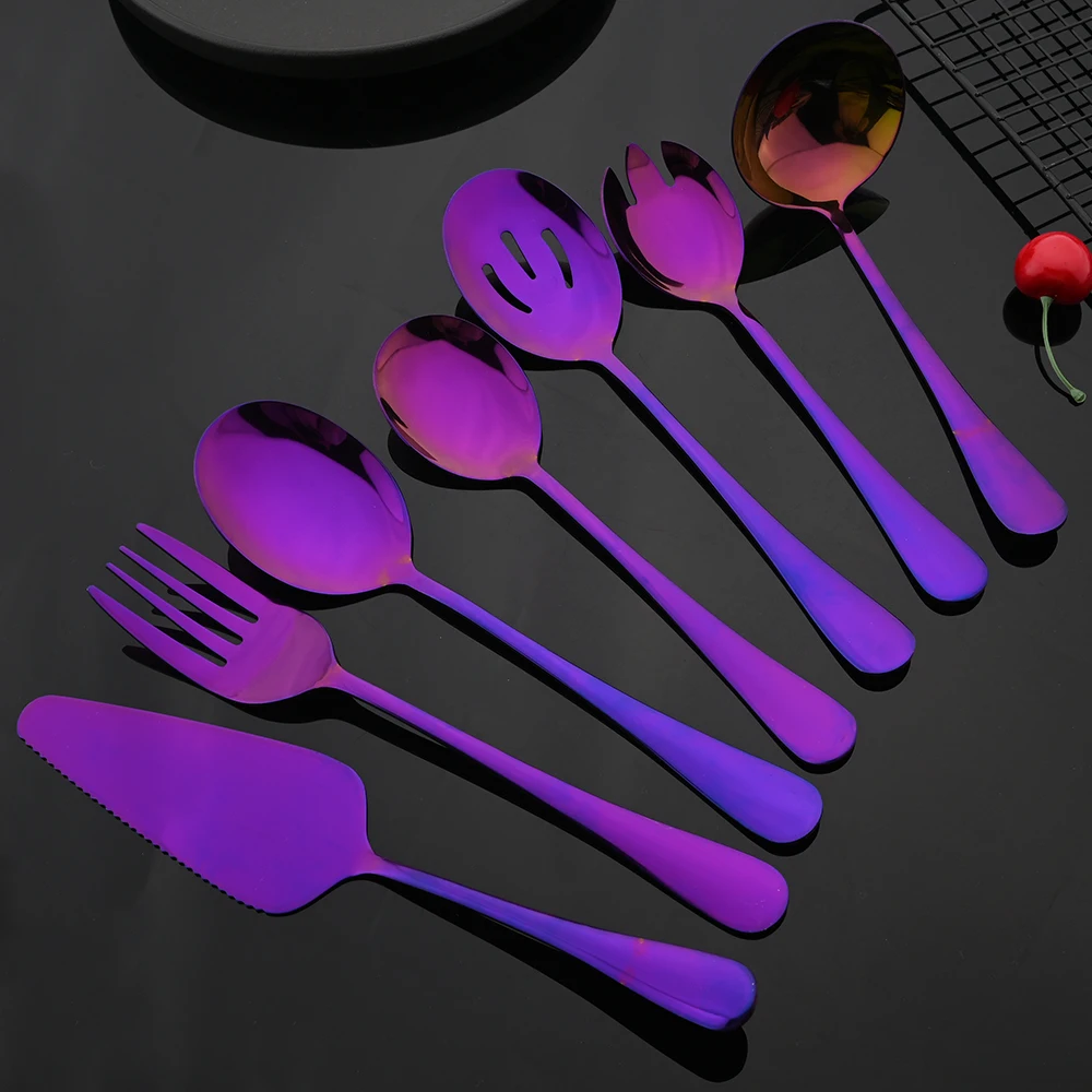 PurpleStainlessSteelDinnerwareSetSoupSpoonColanderSpoonService