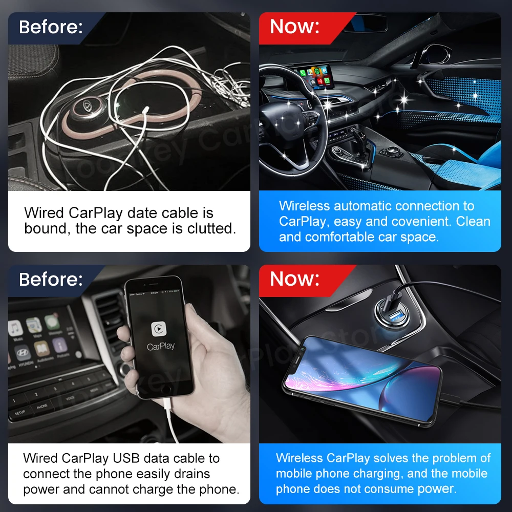 Carlinkit 3.0 Wireless CarPlay Adapte Spotify For Alfa Romeo Bentley Borgward Buick Chery Dodge Fiat Genesis GMC Haval Infiniti