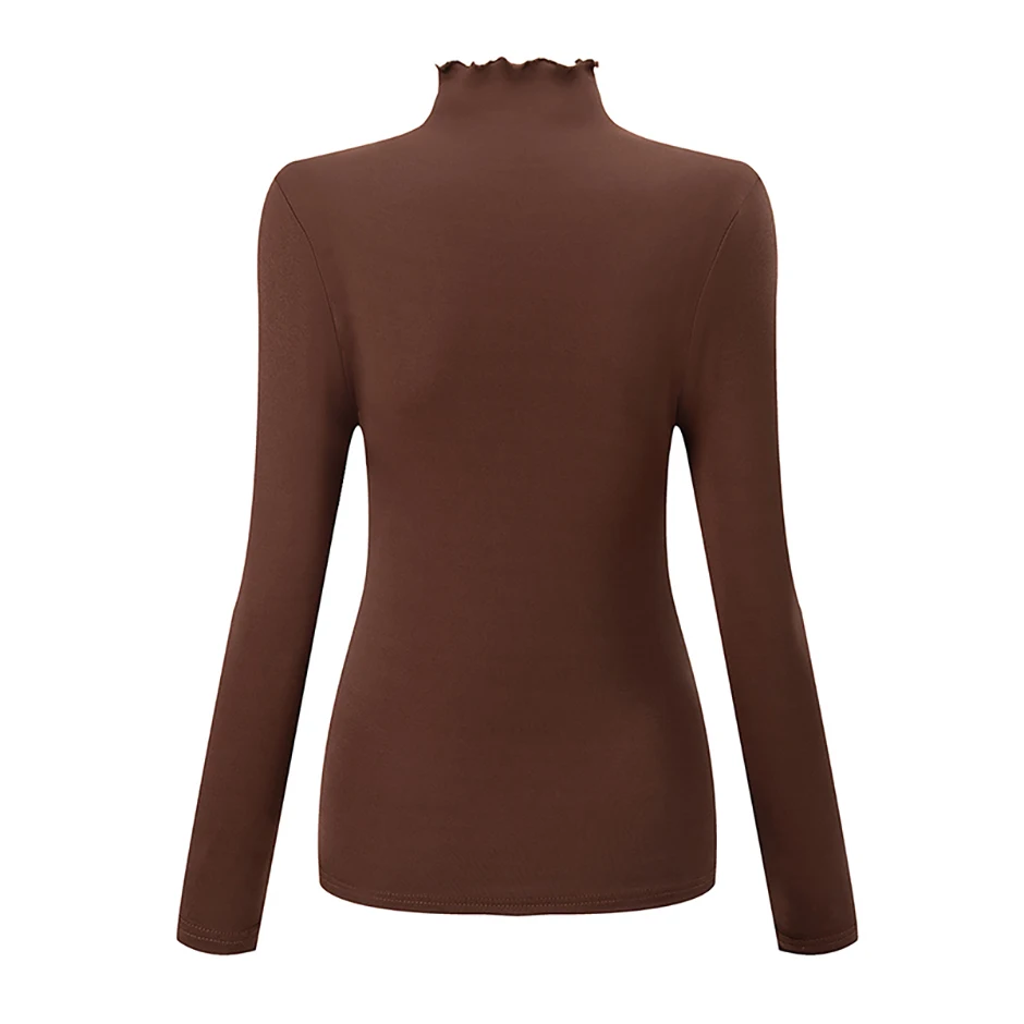 3/1 Stück modisches, vielseitiges High-Neck-Top für Damen im Herbst und Winter mit Pilzrand, bequemes und vielseitiges warmes T-Shirt – Detail 6