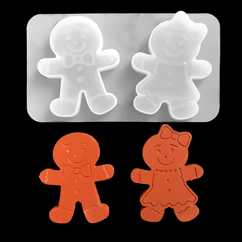 

3D Gingerbread Man Shape Silicone Mold DIY Christmas Fondant Chocolate Jelly Cake Decor Baking Tools Clay Gumpaste Resin Mould