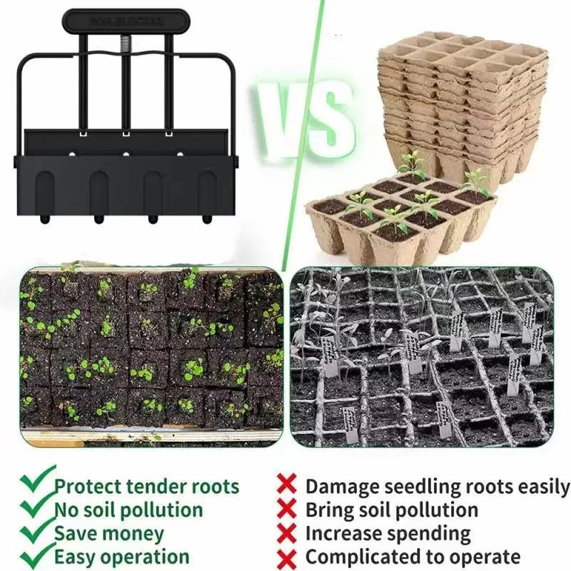 Soil Block Maker Manual Garden Sowing Tree Farm Tools Fast Nursery Loader