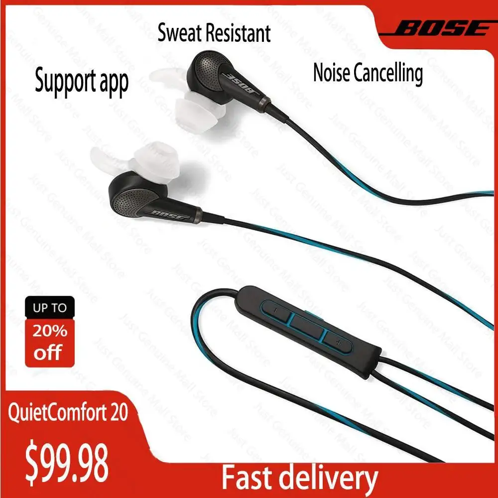 سماعات رأس Bose quietcomfort t20 داخلية مزودة بسلك وخاصية إلغاء الضوضاء ،  سماعة رأس رياضية عميقة للموسيقى لهواتف iPhone وأندرويد QC20 - AliExpress